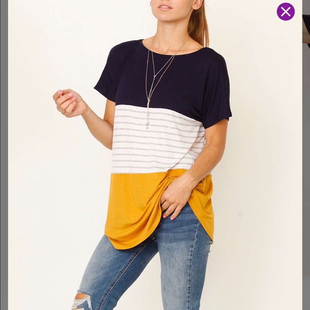 Navy & Mustard Color Block Tee